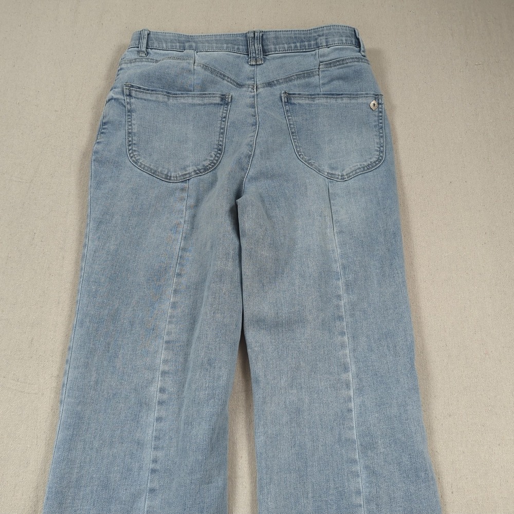 Democracy Jeans Womens 10 Blue Ab Solution Skyrise Step Hem Wide Leg Light Wash - Picture 13 of 15